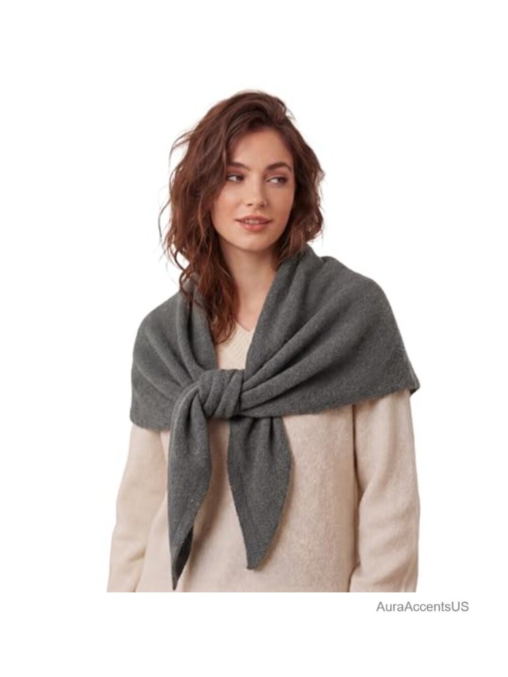 Knitted Triangle Cashmere Shoulder Top for Fall Winter, Womens Shawl Wrap